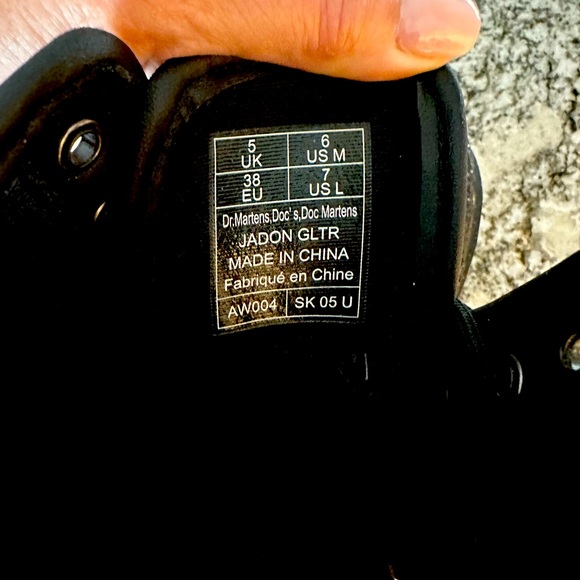 Size 7 doc martens. Worn one time. Black sparkle platform boots. - Picture 1 of 2
